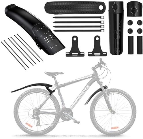 RNPKZ 2 Stück Fahrrad Schutzblech Set, Schutzblech Mountainbike Vorne & Hinten, Nur 24-29 Zoll, Bohrfreie Montage, Abnehmbares Design, Universal Schutzbleche Mountainbike für alle Fahrräder Road Bike