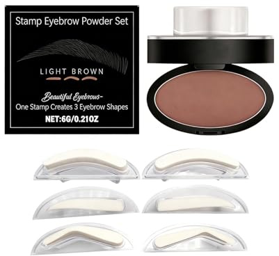 Browfico Eyebrow Stamp, Browfi Eyebrow Stamp Kit with Waterproof Eyebrow Seal Stamp Powder & Stencil, Complete Tinting Kit for Flawless Makeup, Beginner-Friendly Brow Defining Tool ，Light Brown