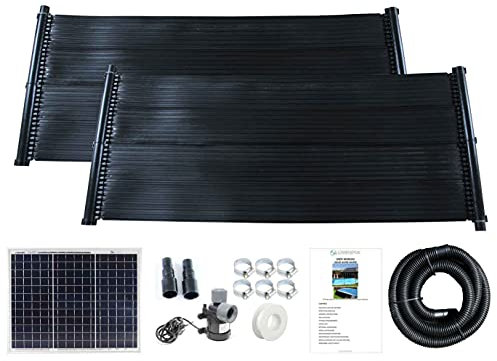 LOWENERGIE Total Solar Swimming Pool Heater Mat 20w Panel Pump Pool Hose Kit (2 MATS, 0.66 X 1.5M)