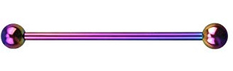 Industrial Piercing Titan G23 Barbell Stab Regenbogen 32mm-Rainbow
