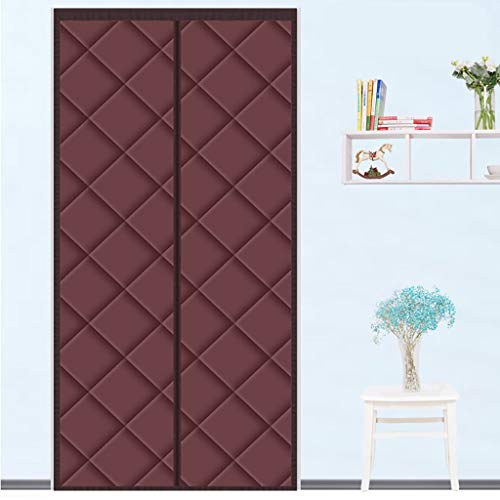 HMHD Wärmeschutzvorhang Tür, Winddicht Gegen kalte Zugluft Türvorhang Automatisches SchließEn Magnetische Adsorption, für Patio Tür Schlafzimmer -Brown-160x180CM