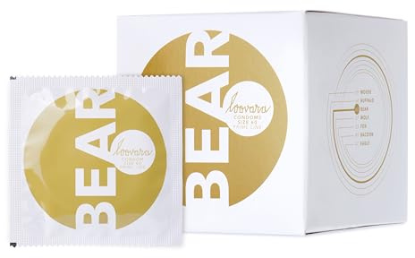 LOOVARA Kondome BEAR hauchzart 12 Stück - Größe XL 60 mm - Präservative für mehr Fun & Feeling beim Sex - Vegan, Fair Rubber, Transparent-Naturfarben mit Reservoir & Gleitmittel im 12er Pack