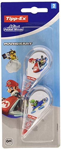 BIC Tipp-Ex Mario Kart Mini Pocket Mouse Korrekturband 6 m x 5 mm – verschiedene Dekors in Blisterverpackung, 2 Stück