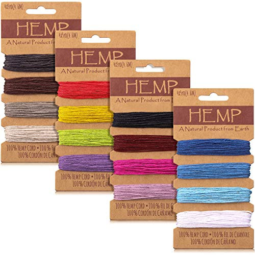 16 Farben Gewindeschnur Mehrfarbige Flachs Schnur, Natürliche Schnur Seil Schnur für Handgefertigte Armbänder Schlüsselanhänger Herstellung von Zubehör, 1 mm, Insgesamt 80 Yards (Mehrfarbig)