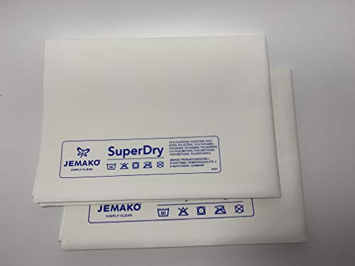 Jemako Abledertuch 2 Stück Set 40 x 45 cm weiß-grau Poliertuch Fensterleder extra weich und super saugfähig.