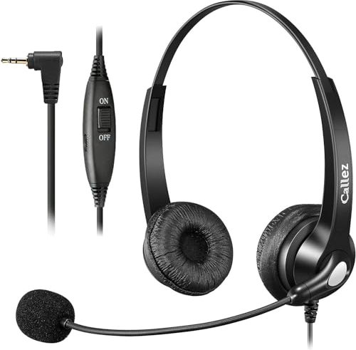 2.5mm Landline Telephone Headset with Microphone Noise Cancelling, Office Phone Headset Work for Panasonic Gigaset C430A Polycom Cisco SPA Yealink W52P Grandstream BT Cordless DECT Phones, Clear Calls