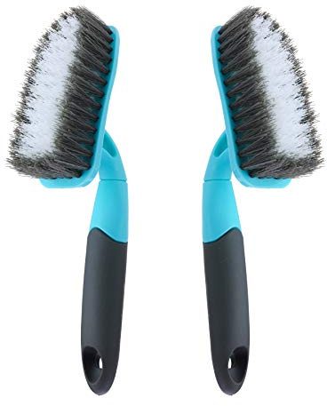 2-Pack Scrub Brush for Cleaning with Long Handle, Medium Firm Brush Bathroom Cleaning Supplies and Bathtub Cleaner and Shower Cleaning, Multi-Scene Use for Kitchen or Carpet