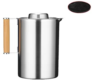 Ölfiltertopf, Rostfreier Stahl Feinfilter Komfortabler Griff Übersichtliche Skala Korrosionsschutz Hohe Kapazität Olivenöl 1,8l 2l (Farbe : Metallic, Größe : 2.0 L)