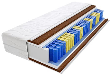 Godre Matratze 100x220 cm Doppelmatratze, H4 Hart Federkernmatratze, Taschenfederkernmatratze 23 cm Hoch Kokosfaser Hypoallergene, HR-Schaum, Wendematratze mit Klimafaser, Gesteppter Bezug Panama Max