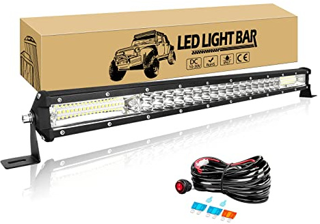 Willpower LED Lichtleiste 22 + Magnet Halterungen + 12V Kabelbaum für 4x4 | LED Balken Lightbar 270W, 6000K Weiß, IP67, Offroad beleuchtung, Arbeitsscheinwerfer LKW KFZ Auto Traktor Fahrzeuge