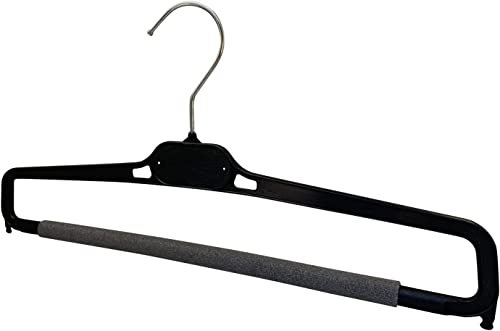 Kiroplast Grucce per Pantaloni Stock 30/50/100 Stampelle Porta Pantaloni Salvaspazio Appendini Plastica Spugna Antiscivolo 38cm (Nero, 20)