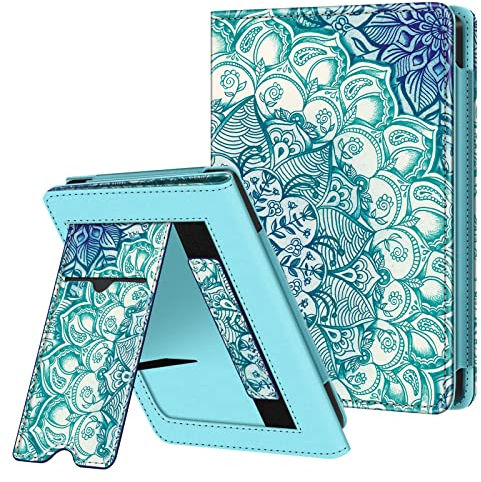 FINTIE Étui Compatible avec 6” Kobo Clara Colour/BW 2024 et Kobo Clara 2E 2022 - Coque Liseuse Housse avec Béquille, Fente pour Carte et Dragonne, Émeraude