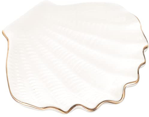 USHOBE Céramique Bijoux Plateau Coquille En Forme De Bibelot Vintage Porte-Anneau Bol Pour Commode Vanité Bracelet Boucle D'oreille Collier Organisateur Décoratif Porcelaine Assiette De