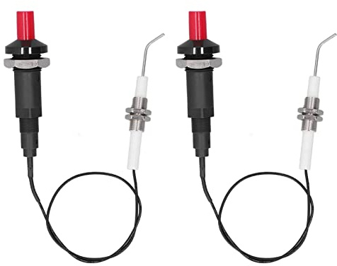 UPQRSG 2 Set Accensione Piezo a Scintilla, Accenditore Piezoelettrico a Pulsante Propano con Elettrodo in Ceramica Filettato Candela di Accensione Filo 30Cm, Accensione a Scintilla