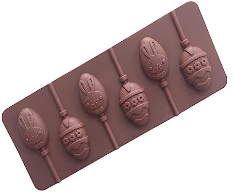 KUKUUU Moule à Faire soi-même Kit de Fabrication 6 grilles Mignon Oeufs de pâques Lapin Sucette Moule Silicone Chocolat Moule Bonbons Bricolage Outil Cuisson moules (