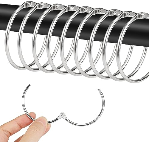 WHC 30 Piezas Anillas para Cortinas, 50mm Argollas para Cortinas, Metal Redondo Anillas Cortinas, A Prueba de Óxido Anillas Cortina Ducha para Cortinas, Cortinas de Cama Y de Ducha (Plateado)