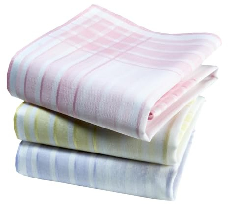Fazzoletti da donna Premium 100% cotone pettinato - 35 cm x 35 cm - 3 pezzi - modello P02
