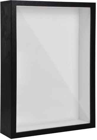 3D Bilderrahmen zum Befüllen, 3D Tief Objektrahmen A4, Schattenbox Vitrine Rahmen mit Transparente Acrylplatte Rahmen, Hölzern 3D Rahmen für Erinnerungsstücke Blumen Medaillen Foto (Schwarz 5CM)