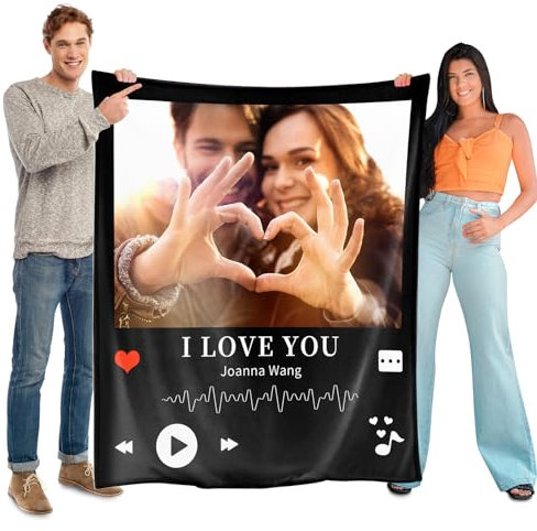 SearchI Personalisierte Geschenke Geburtstage Weihnachten für Männer und Frauen,Personalisierte Decke mit Foto,Weiche Fleece Fotodecke mit Eigenem Foto Name 127x178cm
