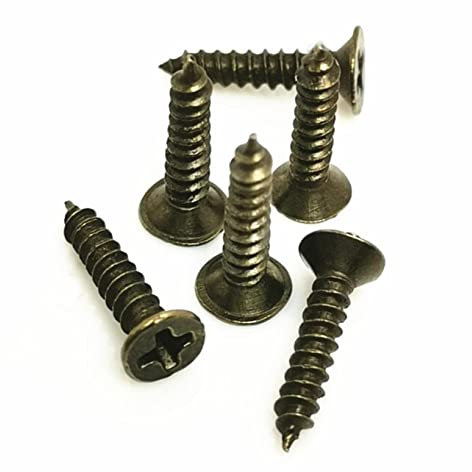 Dübel Schrauben Set 100 teile / paket gelb bronze silber eisen selbst klopfen holz schraube sortment kit sperrmutter holz flachkopf faden nagelschraube verschluss Schrauben ( Color : M2 , Size : Antiq