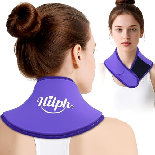 Hilph Paquete de hielo de Gel para Alivio Del Dolor Cervical y Cuello, Compresa Fría Reutilizable para Lesiones Deportivas, Hinchazón, Presión de Oficina y Recuperación de Cirugía - Púrpura