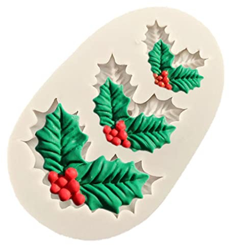 Maxtonser Weihnachten Stechpalme Blatt Dekoration Fondant Kuchen Silikon Form Schokolade Süßigkeiten Formen, Backform