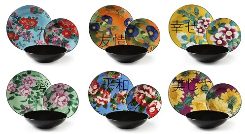 Excelsa Furisode Service de vaisselle, oriental, porcelaine/stoneware, 18 pièces