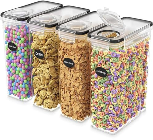 GRANZ Food Storage Container Pack Of 4 | Airtight Food Storage Container with lid | Kitchen storage & Food Container Set | Cereal Food Storage Containers for Sugar,Flour & Dry Food
