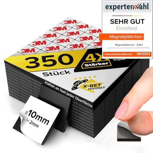 Magnetplättchen Selbstklebende (350 Stück) - Maximale Haftkraft mit Premium Kleber - Extra Starke Magnetstreifen I Dünne Magnetfolie selbstklebend