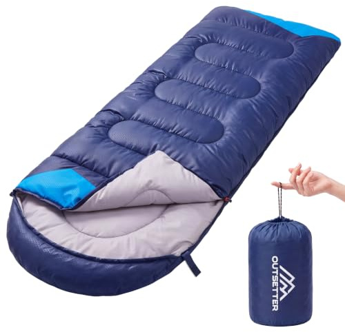 Sleeping Bags for Adults 3 Season Backpacking Lightweight Waterproof Cold Weather Sleeping Bag for Kids Warm Camping Hiking Outdoor Travel Hunting with Compression Bags Navy Blue