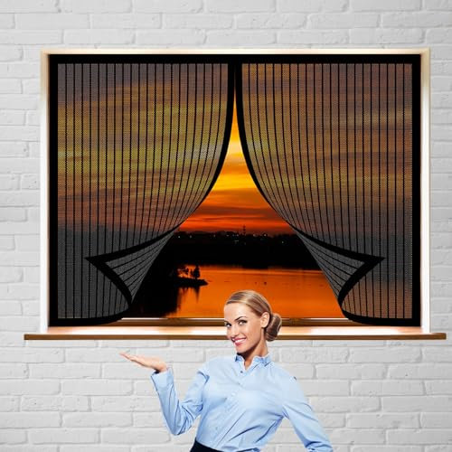 Fliegengitter für Dachfenster 135 x 175 cm Fenster Mückengitter Kein Bohren Kinderleichte Montage Fenster-Fliegengitter für Alle Fenster Bis, Schwarz