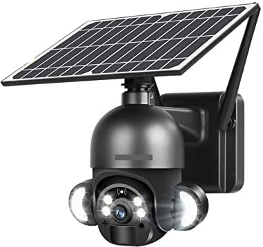 SilteD Solar Security Camera Outdoor 4G 4MP Surveillance Cameras Solar Wifi Exterior Camara Powered Battery Floodlight PTZ 360 PanRemote Viewing Cam(4MP 4G With128G)