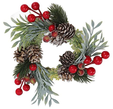 Yuecoom Tannenzapfen-Beeren-Kranz, Weihnachtskranz Für Weinflaschen, Lebendige Simulation Weihnachts-Weinflaschen-Kranz, Obst-Weinflaschen-Kranz Für Hotel-Restaurant-Festival