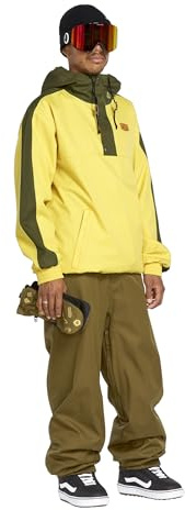 Volcom Men's Arthur Longo 20k Pullover Anarok Hooded Snowboard Jacket, Dark Yellow S5