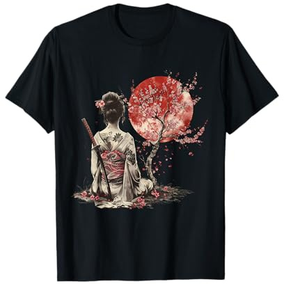 Samouraï Japonaise Sakura Fleur de Cerisier Geisha Japonaise T-Shirt