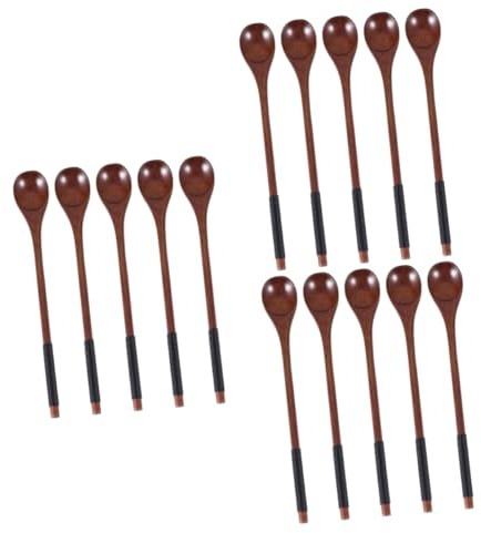 Cabilock 15 Piezas de madera beber cucharadas de mini de degustación ventosa madera soperas cubiertos de madera cuchara de miel