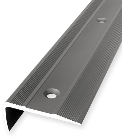 Treppenkantenprofil 16 x 38 x 1000 mm Winkelprofil Aluminium Geriffelt Versenkt Gebohrt Edelstahl Einfasshöhe 0-14 mm Küberit
