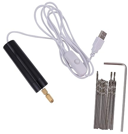 KONTONTY Mini Taladro Eléctrico Inalámbrico Carga Usb Herramienta Rotativa de Acero de 15 Piezas para Proyectos en Vidrio y Azulejos Hogar