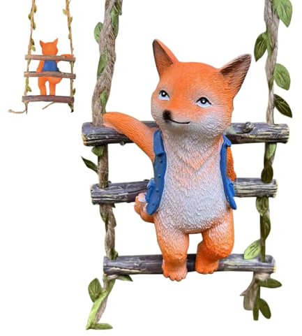 Xasbseulk Tier-Gartenstatuen, dekorative Tiere, Kunstharz, hängende Figuren für Baum, Simulation, niedliche Tierornamente, Tierfiguren für Garten, Hof, Dekoration