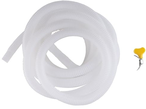Moqqeu 13Ft White Rubber Dehumidifier Drain Hose with Adapter and Clamp, Hose Replacement