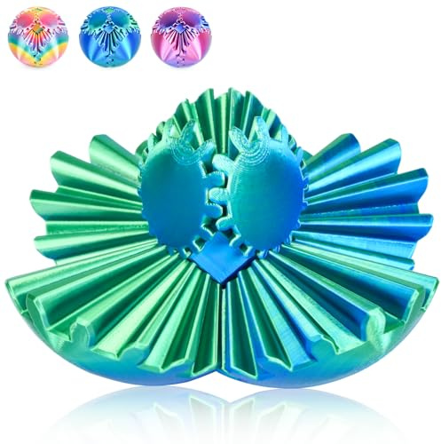 Gear Ball 3D gedrucktes Fidget Spielzeug Drehbare Zahnradkugel Stressabbau Schreibtischspielzeug Erwachsene und Kinder Geschenk für Weihnachten Wichteln (Glänzendes Grün, Durchmesser: 8,5 cm)