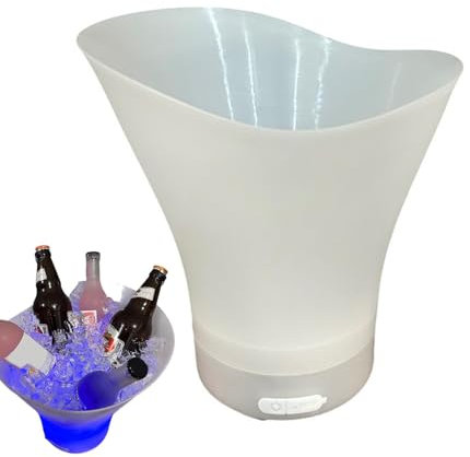 Lighted Ice Bucket - 7L Radiant Ice Bucket | Colorful Light Up, Waterproof Radiant Ice Bucket with Built-in Wireless Speaker for Wine, Soda, Drinks