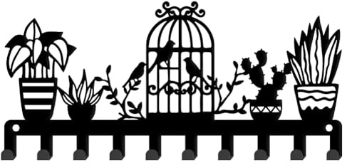 SUPERDANT Schlüsselaufhänger Mit Blumenmuster Vogelkäfig 10 Haken Schlüsselbrett Organizer Schlüsselhalter Wandmontiert Küchenschlüsselaufhänger Hundeleinenaufhänger Für Bauernhauswand Haustür