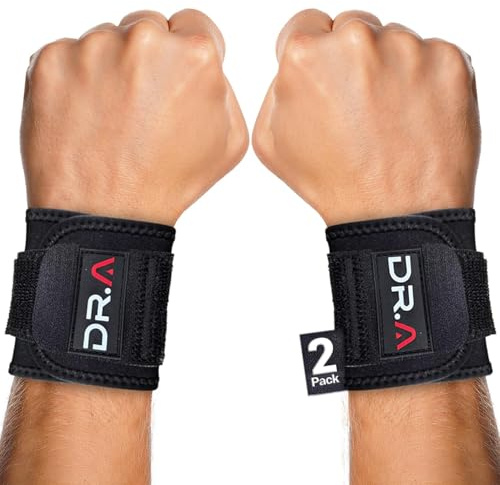 Dr. Arthritis 2 Pack Wrist Brace for Carpal Tunnel with wraps - Wrist Support, Adjustable Wrist Wraps for Weightlifting, Tennis, Tendonitis, Pain Relief, Sleeping, Night, Gym, Neoprene, Both Hands