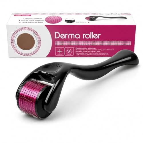 Derma Roller Microneedle Roller for Face 1mm Needle 540 Micro Needle Roller Skin Care for Wrinkles for Beard Growth & Hair Regrowth for Men – Microneedling Tool for Thicker, Fuller Beard & Skincare