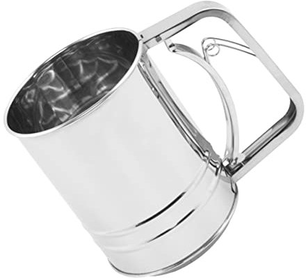 CIYODO Mehlsieb Tasse Handdruck Mehlsieb für Zuhause Mesh Kakao und Puderzucker Langlebig Bedienen