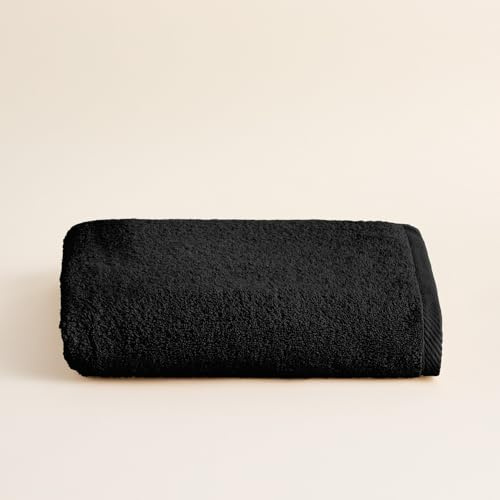 BOHEME Toalla de Baño Grande Serenity Negro 100x150 | 100% algodón peinado de 600 g/m². Suave, absorbente, de secado rápido y lavable a máquina.