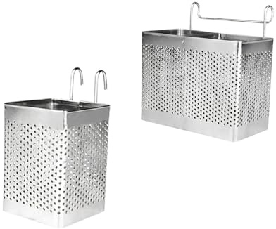 TOPPERFUN Porte-Baguettes Carré Inoxydable 2 Pièces Égouttoir Suspendu Avec Crochets Pour Couverts Cuisine Organisateur Compact Drainage Efficace 5.12X2.76X4.53 Pouces