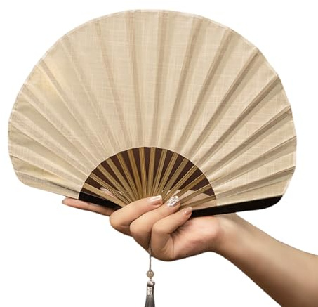 YIGZYCN Petit éventail chinois pliable en coton et lin en fibre naturelle respirante
