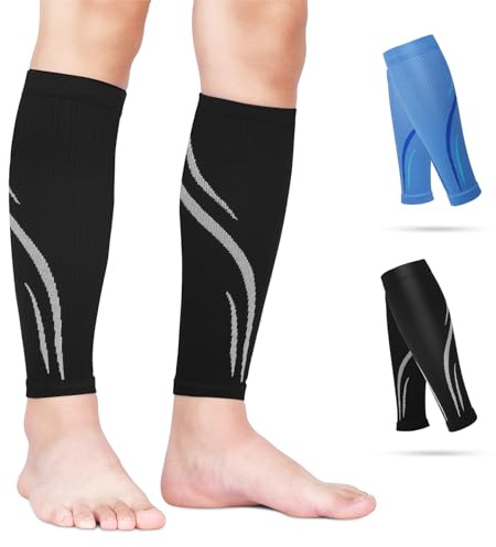 2 Paires Manchon de Compression Mollet Femmes Hommes Bas de Contention Chaussettes Sans Pied Chaussette pour Circulation Sanguine Jambes Varices l'œdème Running Sport Cyclisme Voyage Avion Infirmières